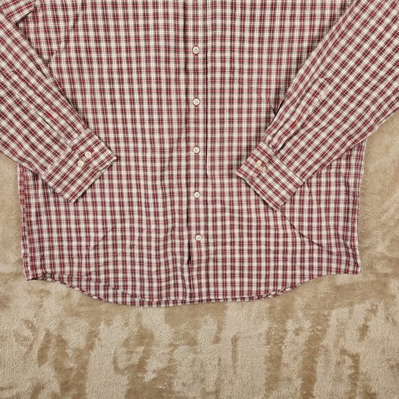 Lands' End Oxford Shirt Button-Down Red/White Plaid Men's Size XL/T 17 - 17.5 - Picture 7 of 10